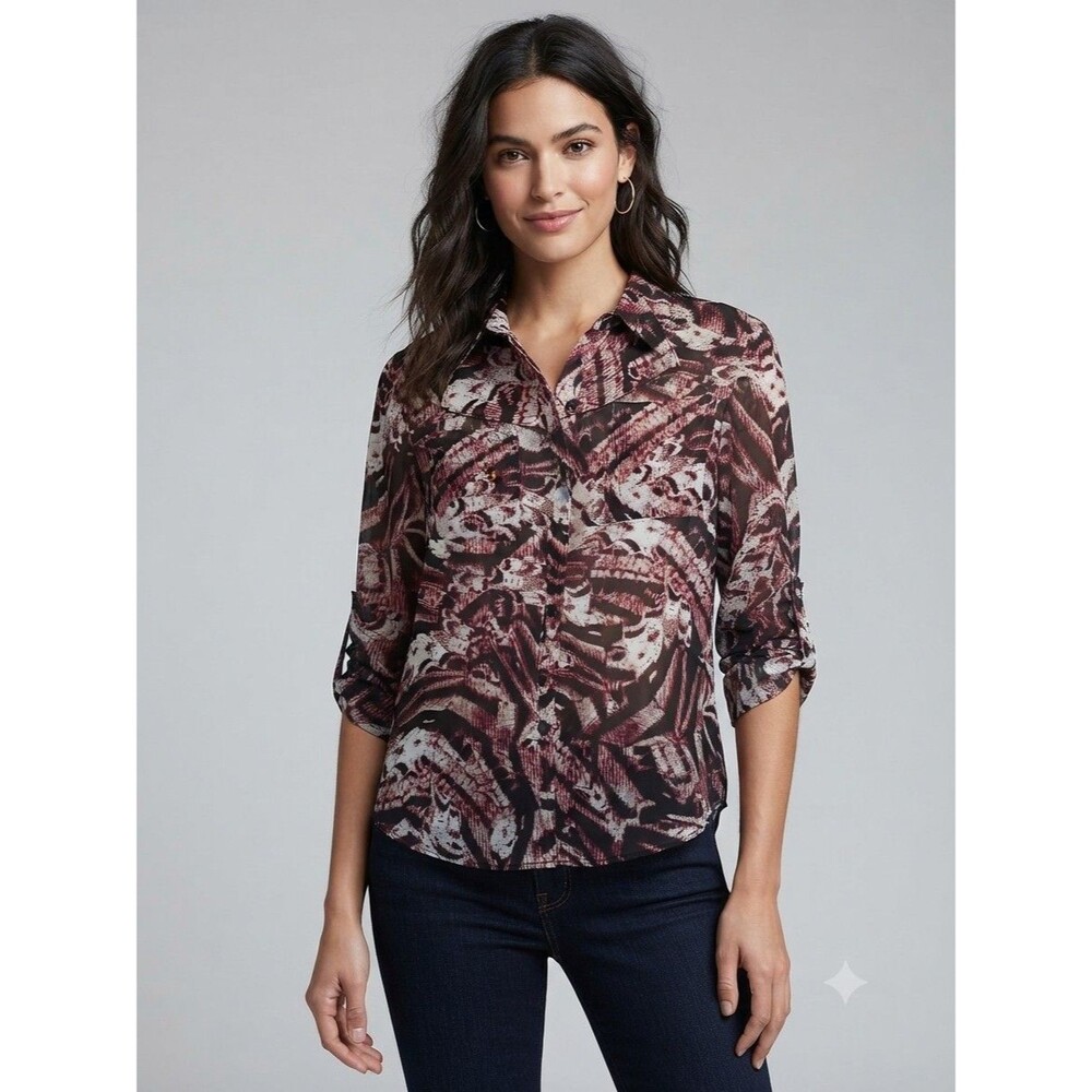 Calvin Klein Women's Lined Essential Roll Tab Everyday Blouse
